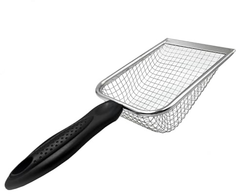 Wzhiy Stainless Steel Cat Litter Scoop - Durable & Easy Clean,1 Pcs | Mesh Design for Efficient Waste Removal (Black)