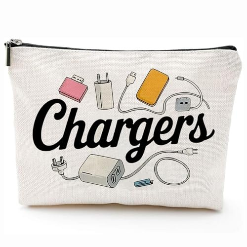 YNR Charging Cable Organizer Bag, Canvas Travel Pouch for Electronics Accessories, Waterproof Storage with Zipper, Portable Tech Cord Organiser