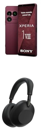 Sony Xperia 1 VIII - 6,5 19,5:9 FHD+ HDR OLED 120Hz, Dreifach-Kamera mit neuem Teleobjektiv, Xperia AI, Akku für 2 Tage, 3,5mm Audio, Dual SIM, Granat-Rot + WH1000XM6