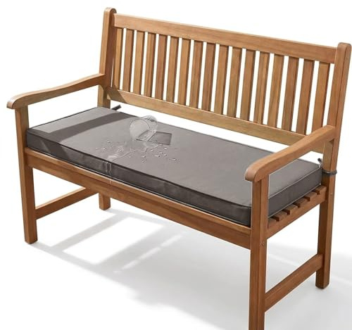 YFHT 5cm Dick Bankauflage Stuhlkissen Outdoor Indoor 180x45cm für Gartenbank Sitzbank Hollywoodschaukel Kissen mit Rutschfester Unterseite und Paspel, Grau
