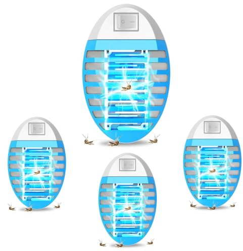Insetticida elettrico, con luce UV, trappola per zanzare, per mosche, zanzare, tarme, cucina, camera da letto, interni (confezione da 4)