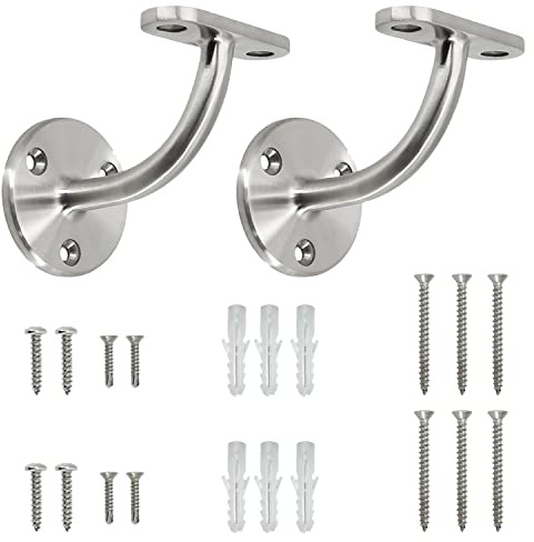 Stainless Steel 316 Grade Wall Mount Staircase Handrail Bracket for Flat Surface Square Rectangle Top Rail Tube, Satin Finish, (WB-E910FS) 2-Pack