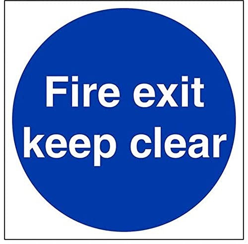 V Safety 18003AT Fire Exit Keep Clear Mandatory Sign - Square - 200 mm x 200 mm - 2 mm Super Strong PETG