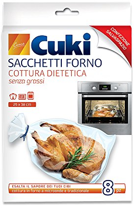 Cuki Sacchetti Forno cottura dietetica - 25 x 38 cm - 1 confezione da 8 pezzi