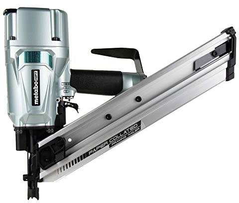 Metabo HPT Cloueuse à encadrement, pneumatique, accepte les clous à tête clipsée en bande de papier de 30 degrés et les clous à tête ronde décalés collés à 30 degrés, 5,1 cm à 8,9 cm (NR83AA5)