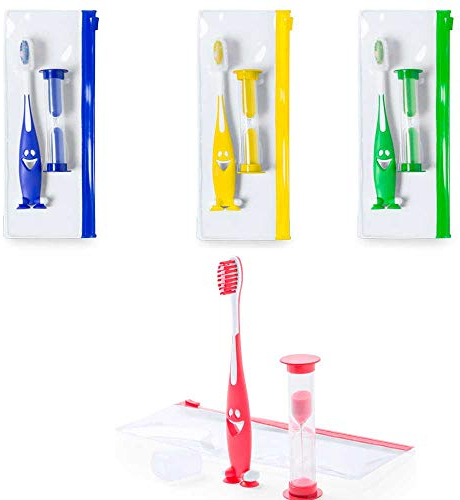 Lot de 20 brosses à dents manuelles avec sabliers pour enfants.