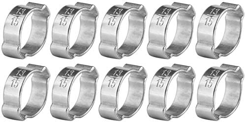 MLMLH 10Pcs Collier de Serrage Zingué en Acier Inoxydable, Clip à Ressort Tuyau, Serre-Joints à Tuyaux Deux-Oreille, pour Tube de Tuyau D'essence de Carburant (13-15mm)