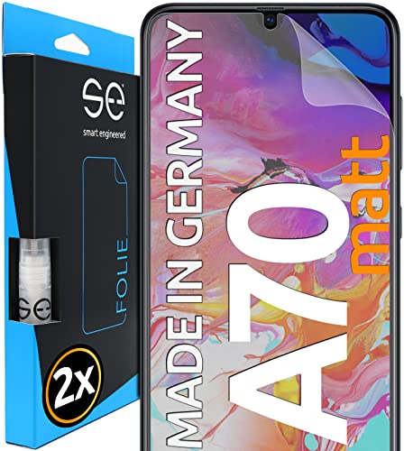 2x se® 3D SCHUTZFOLIE Entspiegelt für Samsung Galaxy A70,Anti-Staub, 100% Fingerabdruck & FaceID kompatibel, einfache blasenfreie Installation, Ultra-Klar, Stoß-Kratzfest, aus Deutschland