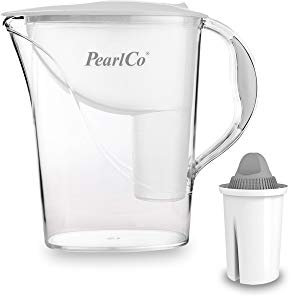 PearlCo - Wasserfilter Standard (weiß) mit 1 Protect+ Classic Filterkartusche (f. hartes Wasser) - passt zu Brita Classic