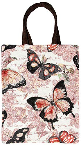 Einkaufstasche, umweltfreundliche Tragetasche, widerstandsfähig und reißfeste Shoppingtasche (Gobelin, Schmetterlinge)