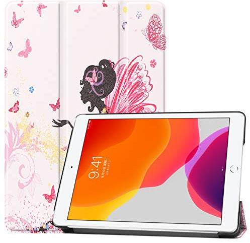 Case2go - Hülle kompatibel mit Apple iPad 10.2 (2021/2020/2019) - Mit AutoWake-Funktion Faux Leather Tablet Case Schutzhülle - Blumenfee