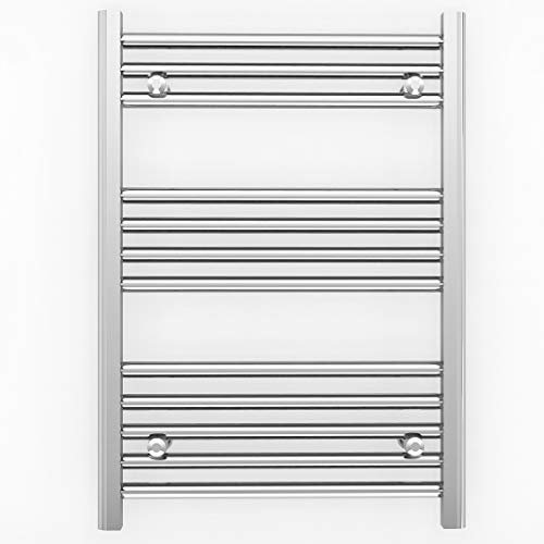 500mm Wide Chrome Heated Bathroom Towel Rail Radiator For Central Heating Designer UK (500mm x 700mm (h))