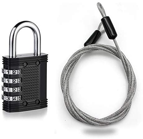WANLIAN Bike Chain Lock, 6.56ft/200cm Long Security Cable with 4-Digit Combination Padlock, Black, Ideal for Bicycles, Motorcycles, Cars, Luggage, Outdoor Equipment, Furniture