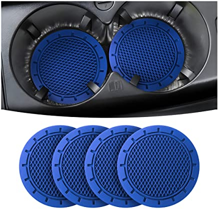 4 Pack Car Cup Holder Coaster, 2.75 Inch Diameter Non-Slip Universal Insert Coaster, Durable, Suitable for Most Car Interior, Deep Blue