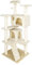 Wiltec Kratzbaum in Beige 130 cm hoch, Katzenkratzbaum mit Aussichtsplattformen, Kletterbaum mit Katzenhäusern, Katzenbaum mit Spielbällen