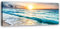 Feeby Vlies Leinwandbild Wellen Meer Strand 150x50 cm Wanddeko Design Kunstdruck Zimmerdeko Bilderwand Nordsee Sonnenuntergang Ostsee Blau