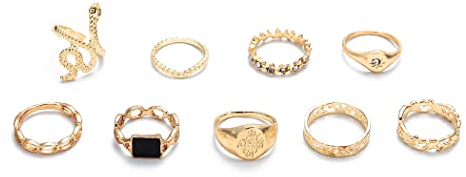 Edary Boho Knuckle Rings Set Gold Schlangenringe Stapelring Midi Joint Knuckle Ring Schmuck für Frauen und Mädchen (8 Stück)