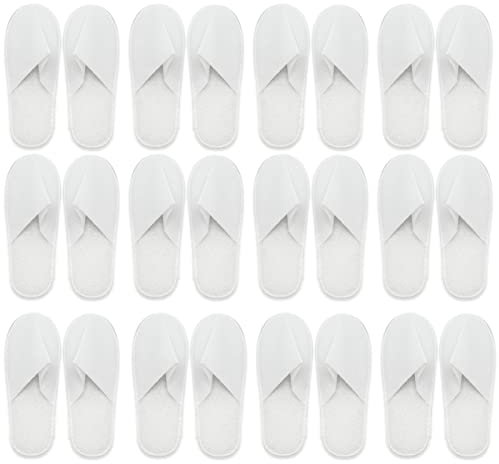 SZXMDKH 12 Pairs Disposable Spa Slippers, Closed Toe White Spa Hotel Guest Slippers for Girls & Women