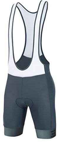 DIFOS Fahrrad Trägerhose Herren Fahrradhose Kurz Sitzpolster MTB Bib Shorts Hosen Rennrad Gepolstert Radlerhose Polster Schnelltrockende Elastische Grau M