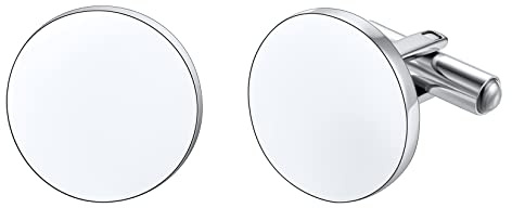 U7 Manschettenknöpfe Silber Rund Edelstahl Hochzeit Cufflinks Herren Manschettenknopf für Hemd, Hochzeit Geschäft Business Abschluss Vatertag