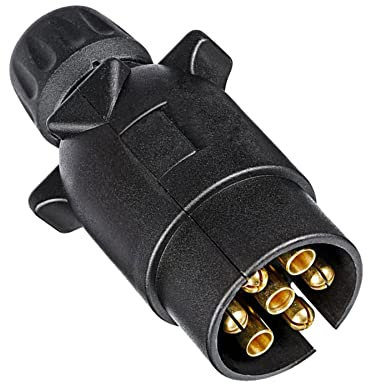 DARKGUARD 1 pedazo Enchufe 7pines Remolque 12v ISO1724,Impermeable,Zócalo Caravana 7Pines Macho, Adaptador Enchufe 7pin per Remolque,Conector 7polos 12v per Agrícola Remolque Camión Caravana (DG7PS-1)