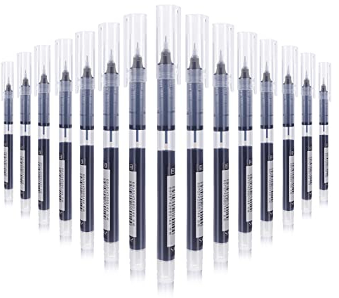 Cobee Kugelschreiber, 15 Stück 0,5 mm Schwarzer Tintenroller Extra Feiner Kugelschreiber Schnelltrocknender Tintenroller Flüssiger Tintenstift Feine Spitze Stifte zum Schreiben Journaling Schule Büro