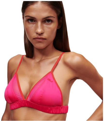 KARL LAGERFELD Damen Bi Colour Satin Triangel BH Rot/Rosa L
