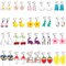 20 Pairs Clip On Earrings Weird Funny Earrings Gummy Bear Duck Water Bottle Fish Dinosaur Mushroom Butterfly Strawberry Dangle Earrings Set for Women, Resin, No Gemstone