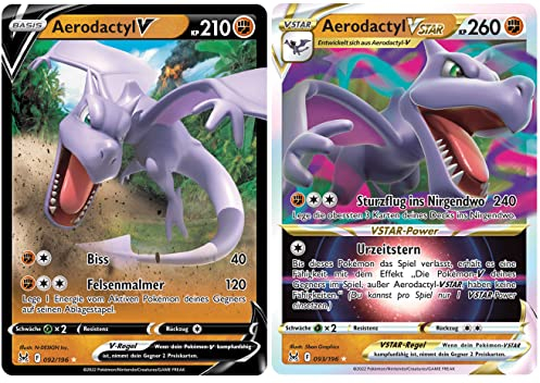 Aerodactyl V & Aerodactyl VSTAR Set Schwert Schwert & Schild Verlorener Ursprung 92-93/196 Sammelkarten Pokemon Einzelkarten