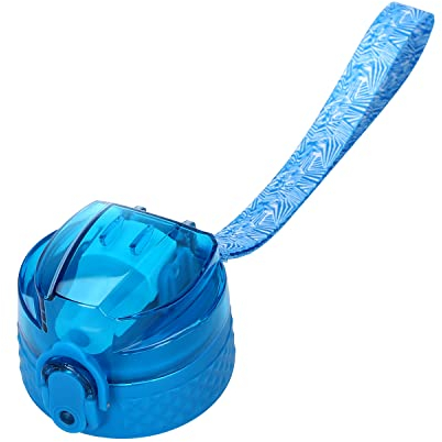OLDLEY Replacement Straw Lid for 450ml Water Bottle, Leakproof Dustproof One-Click Open Cap with Carry Strap (Blue)
