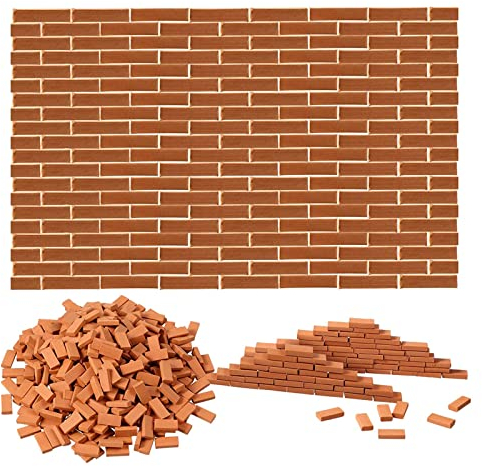 Pvczool 350 Stück Mini-Ziegel für Landschaftsgestaltung Ziegel aus Miniaturmauer aus kleinen Ziegelsteinen für des Puppenhauses, 1/35