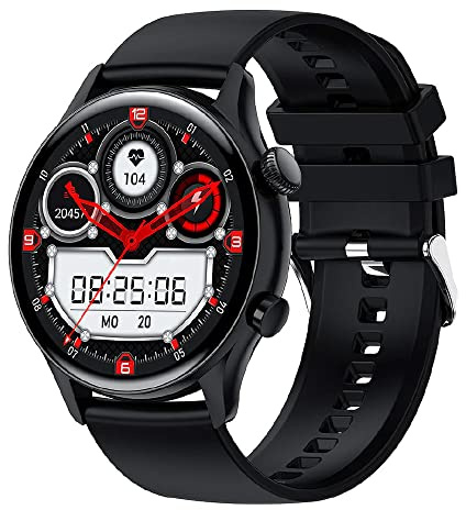 motiofit Luxor (2023) Smartwatch Fitness Tracker AMOLED Display Always on BT Telefonia, Assistente vocale NFC Black Body/Black Cinturino in silicone