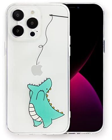 INLOYGEM iPhone 14 Pro Max Case with Motif, Shockproof Transparent Soft TPU Slim Protective Case with Cute Dinosaur Pattern Print for Apple iPhone 14 Pro Max Dinosaur