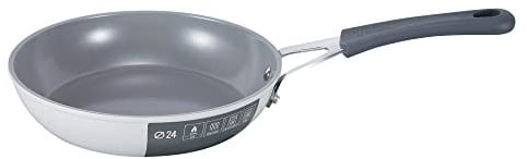 FATTO IN CASA DA BENEDETTA Padella Antiaderente (Ø 24 cm) in Alluminio 100% riciclabile – Adatta anche per Induzione, Non contiene Metalli pesanti (Colore Grigio)