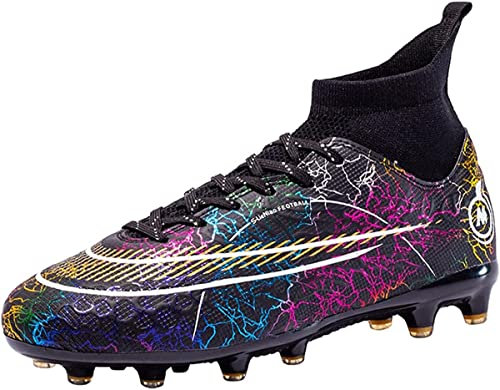 WOWEI Fußballschuhe Herren Fußballschuhe Professionelle High Top Spike Cleats Junge Kinder Fußballspiel Schuhe Outdoor Sport Trainingsschuhe Fussballschuhe Sportschuhe (15 RT, 43EU)