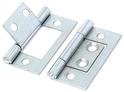 Small Zinc Flush Cabinet Hinges Door Flush Hinges 40mm/1.5-Inch Heavy Duty Silver Flush Hinges for Cupboards and Cabinets Dresser Wardrobes Pack of 2.