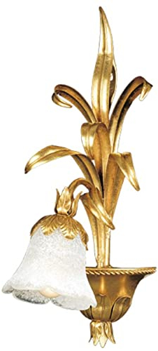 Casa Padrino Luxus Barock Wandleuchte Gold mit Patina/Weiß 22 x 25 x H. 49 cm - Elegante Barockstil Wandlampe mit edlem Murano Glas - Barock Leuchten - Luxus Qualität - Made in Italy