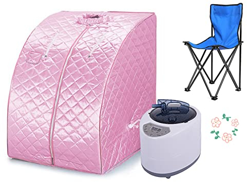 Sauna A Vapore Portatile Pieghevole Casa Isolante A Quattro Strati Addensare Kit Tenda Sauna Spa per Una Persona Cabina Pieghevole con Telecomando Piccola Sedia Pieghevole EU Plug 220V