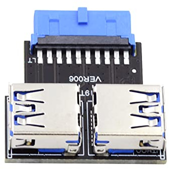NFHK Dual USB 3.0 A Type Female to Motherboard 20/19 Pin Box Header Slot Adapter 5Gbps Horizontal Type PCBA
