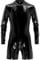 TiaoBug Herren Body Bodysuit Wetlook ouvert Unterhemd Stehkragen Dessous Leder Optik Seitlich transparent Männer eng anliegend mit Zip Overall Catsuit Schwarz A 3XL