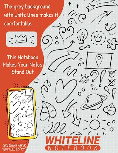 Whiteline Notebook: A4 White Dot Grid Notepad With Gray Ruled Paper, 8.5x11 60 Sheets
