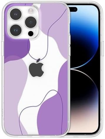 DEFBSC Compatible with iPhone 14 Pro Case, Transparent Color Mix Aesthetic Design Soft TPU Bumper Slim Thin Shock-Absorbing Protective Phone Cover - Purple