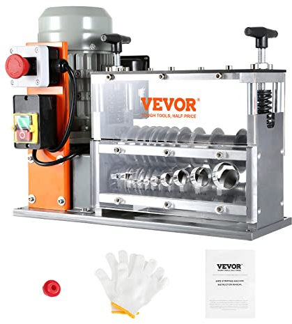 VEVOR Máquina Pelacables Automática de Hierro Fundido 750 W Pelacables Eléctrico Motorizado de 1,5-32 mm Pelacables de 30 m/min con Manivela Manual Extra 10 Canales para Reciclaje de Chatarra de Cobre
