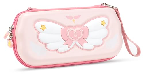 GeekShare Rosa Tragetasche, kompatibel mit Nintendo Switch/Switch OLED, große Kapazität, sturzsichere, wasserdichte Reise-Tragetasche für Switch-Konsole und Gaming-Zubehör – Star Wing
