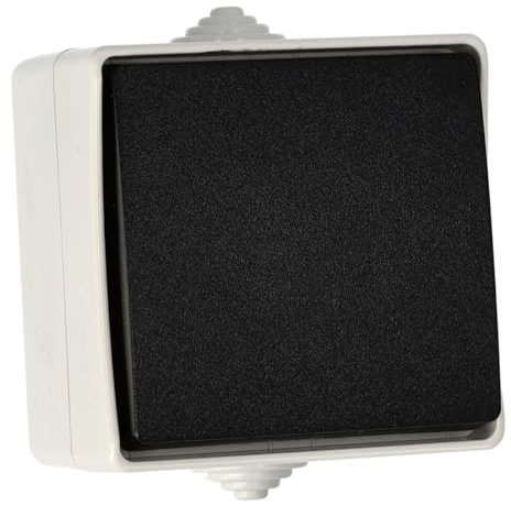 Jandei - Mecanismo Superficie Estanco para Exterior, Resistente al agua IP54, Tapa Color Negro (Interruptor)