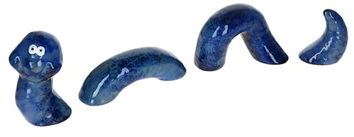 MamboCat Paul Deko-Wurm M blau I Länge ca. 38 cm I niedliche detailgetreue Gartenfigur für Terrasse, Rasen, Blumentopf oder Balkon I Outdoor-Dekoration aus Keramik I farbige Tierfigur