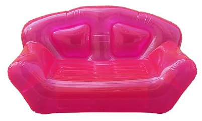 UHGFIMP transparentes aufblasbares Sofa, transparentes PVC-Luftsofa mit 2 Getränkehaltern, Aufblascouch for Strand, Büro, Outdoor, Reisen, Camping, Picknick, Schwimmbad,Pink