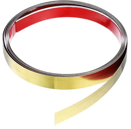 QUARKZMAN 3,0m x 20mm Zierleisten Selbstklebend, Wandleisten zum Aufkleben und Anbringen von Rahmen, Edelstahl Stuckleisten Spiegeloberfläche für Wand, Decke, Schrank, Fliesenkante (Gold)