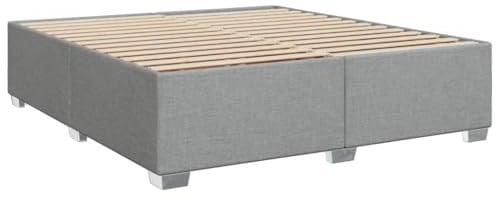 vidaXL Bettgestell, Bett mit Bettfüße Lattenrost, Polsterbett für Schlafzimmer, Doppelbett Bettrahmen, Modern, Hellgrau 200x200cm Stoff