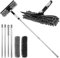 Professional Window Cleaner Tool, 2 In 1 Window Squeegee Cleaner Kit with Microfiber Cloth 75 Inch Adjustable Windows Cleaning Equipment Washing Kit for Car Shower Glass Mirror(Grey)